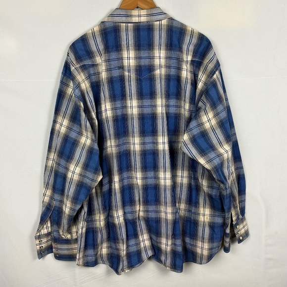 VTG Wrangler Mens Western Long Sleeve Snap Shirt XXL Cowboy Country Rodeo Flaws - Picture 2 of 12